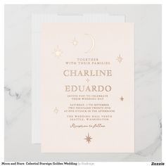 a wedding card with the words together and stars on it