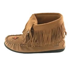 Women's Moka Suede Fringed Moccasin Boots 702093 Western Brown Moccasins For Festival, Western Style Brown Moccasins For Festival, Bohemian Slip-on Moccasins For Fall, Brown Bohemian Moccasins For Fall, Bohemian Brown Moccasins For Fall, Bohemian Brown Suede Moccasins, Womens Moccasin Boots, Fringe Moccasin Boots, Moccasin Ankle Boots