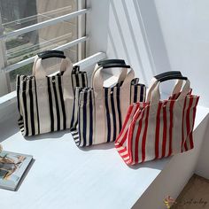 Bird in Bag - Canvas crossbody bag shoulder bag female handbag fashion collision stripes Tot bag Striped Rectangular Shoulder Bag For Travel, Striped Double Handle Shoulder Bag For Travel, Everyday Bags With Striped Lining And Double Handle, Large Capacity Striped Rectangular Shoulder Bag, Striped Large Capacity Shoulder Bag, Trendy Striped Summer Bags, Striped Double Handle Bag For Daily Use, Striped Double Handle Bags For Daily Use, Large Capacity Striped Rectangular Bag