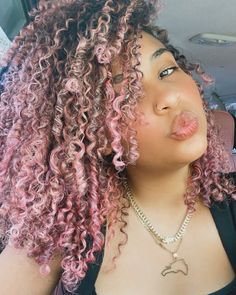 #naturalhaircare #naturalhair #curlyhair #pinkhair Brown Hair With Pink Highlights, Curly Pink Hair, Baby Pink Hair, Pink Curls, Dyed Tips, Brown Curly Hair, Colored Curly Hair, Natural Haircare, Curly Hairstyles