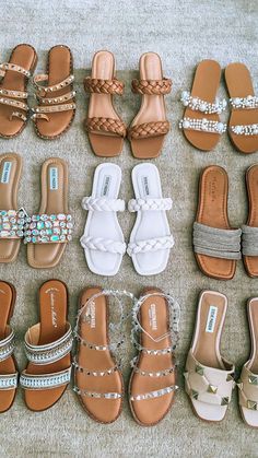 Classy Sandals, Fancy Sandals, Pretty Sandals, Pretty Shoes Sneakers, Fashion Shoes Sandals, Shoes Heels Classy, Fashion Slippers, Fancy Shoes, Womens Summer Shoes