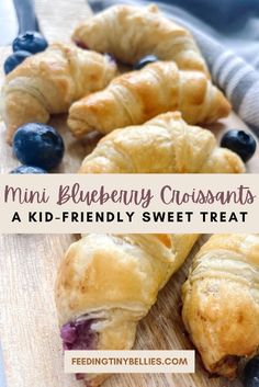 mini blueberry croissants on a cutting board with the title above it