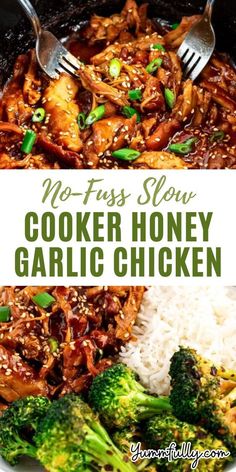 Slow Cooker Honey Garlic Chicken: Effortless and delicious! Chicken thighs in a sticky garlic honey sauce, perfect over rice! Slow Cooker Honey Garlic Chicken, Honey Garlic Chicken Thighs, Crockpot Chicken Thighs, Garlic Honey, Honey Sauce, Honey Garlic Chicken, Crockpot Recipes Slow Cooker, Dinner Recipes Crockpot, Chicken Dishes Recipes