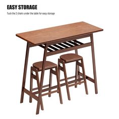 two stools under the table for easy storage