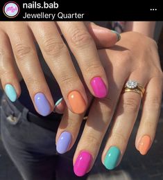 Skittle Nails, Outfit Ideas August, Summer Palette, Pretty Nail Colors, Special Nails, Nail Polish Art, Clothing Outfit Ideas, Colorful Nail Designs