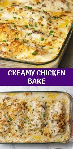 Creamy Chicken Bake Recipe - {100KRecipes} Chicken Breast Roll Ups, Skillet Chicken Breast, Dinner Bakes, Boneless Chicken Breast Recipes Easy, Creamy Chicken Bake, Chicken Breast Oven Recipes, Chicken Bake Recipe