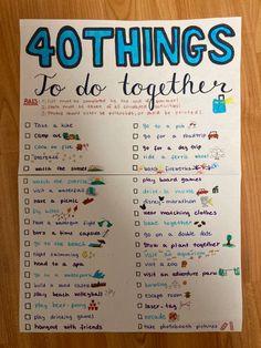 a poster with the words, 40 things to do together on it and an image of a