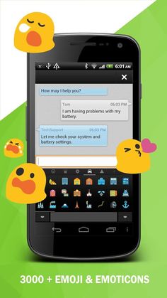 an image of the emoji chat app on a cell phone with smiley faces