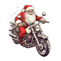 santa claus riding on the back of a motorcycle