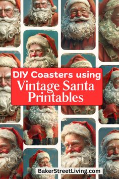 UCustoimize Christmas decor, such as DIY Coaster, with our Printable Vintage Santa designs. Diy Christmas Coasters, Diy Candy Bar Wrappers, Coasters Free Pattern, Easy Diy Candy, Santa Coasters, Diy Candy Bar, Diy Coaster, Waterslide Paper