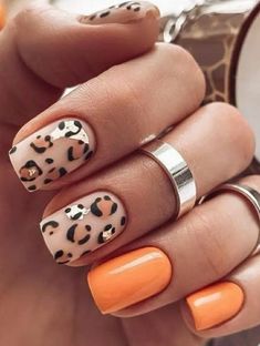 Autumn Leopard Print Nails, Nail Designs Leopard Print, Nail Designs Leopard, Leopard Nails Designs, Leopard Nail Designs, Character Nails, Camo Nails, Cheetah Nails