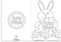 an easter bunny with flowers and the words buna paga on it's back