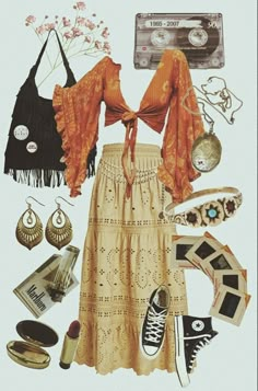 Hippy Casual Outfits, Retro Jewelry 70s, Magic Hour Tour Outfits, 60s Vibes Aesthetic, Retro Outfits 60s Vintage Fashion, Skirt Outfits Boho, Sun Outfits, Looks Hippie, 60s Vibes