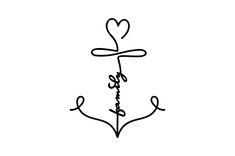 a black and white drawing of an anchor with the words be brave written on it