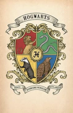 the hogwarts crest with two different animals