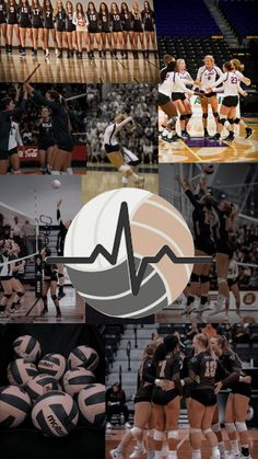 collage of volleyball players and their coaches in the middle of a photo with an ecu logo on it