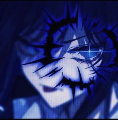 an animated image of a woman's face in blue