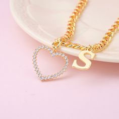 Material: Copper.. Color: Gold. Chain Length: 14",16",18",20",22". Process: Gold Plated. Product Type: Initial Necklace. Brand: Silviax Jewelry. Item: 2024NE0394. Mother's Day Heart Necklace With Chain, Valentine's Day Heart Pendant Chain Necklace, Heart-shaped Chain Necklace With Adjustable Chain For Mother's Day, Valentine's Day Initial Pendant Necklace With Adjustable Chain, Valentine's Day Clavicle Chain Necklace With Open Heart, Personalized Heart Chain Necklace For Valentine's Day, Trendy Chain Necklaces For Valentine's Day, Personalized Heart Shape Metal Chain Necklace, Trendy Chain Necklace For Valentine's Day