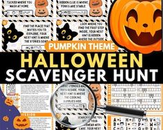 halloween themed scavenger hunt with pumpkins and jack - o'- lanterns