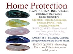 Home protection crystal set including 5 of the most powerful protection crystals. This set includes: ✪ 5 crystals - Black tourmaline, citrine, rose quartz, amethyst and smoky quartz. ✪ Size 0,75''- 1'' or 2 - 2,5 cm. ✪ Canvas bag for your stones. ✪ Gift box. ✪ Card with information about the minerals (the photo you see). ✪ Cleaning and charging ✪ There are many practices you can follow to cleanse and charge your stone. My favorite way uses water and involves working with the full moon. All produ Protection Stones For Home, Crystals For Protection And Safety, House Protection Crystals, Crystals For Entryway Of Your Home, Protection Stones From Evil, Home Protection Crystals, Crystals For The Home, Crystals To Carry Daily, Crystal Placement In Home