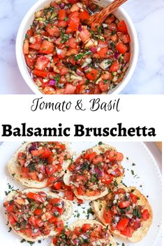 tomato and basil balsamic bruschetta is an easy appetizer that's ready in under 30 minutes