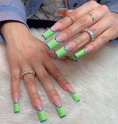 Nail Design Glitter, Long Acrylic Nail Designs, Exotic Nails, Long Square Acrylic Nails