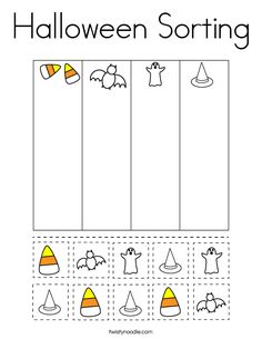 halloween sorting worksheet for kids to practice counting and matching the items in this activity