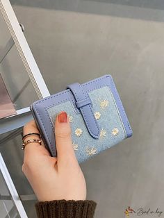 BirdinBag - Petite Floral Bifold Wallet with Preppy Design Trendy Square Wallets With Card Slots, Foldable Rectangular Wallet For Daily Use, Square Everyday Wallets, Rectangular Wallets With Snap Closure, Rectangular Wallets With Snap Closure For Daily Use, Trendy Wallets For Daily Use In Spring, Trendy Spring Bags With Card Slots, Trendy Rectangular Wallet With Snap Closure, Trendy Rectangular Wallets With Snap Closure