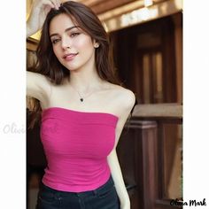 Olivia Mark - Shoulder Strap Camisole: Sexy and Stylish Bustier Top for Layering or Wearing Alone Solid Color Shirt, Bustier Top, Skull Print, Long Sleeve Casual, Olivia Mark, Long Sleeve Pullover, Round Neckline, Workout Clothes, Casual Fashion