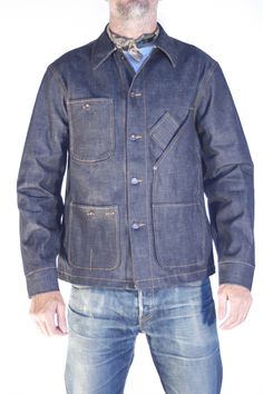 Tellason Coverall Jacket. 12.5 oz blue line selvage. #dreamindenim Denim Coverall, Selvedge Denim Jeans, How To Look Handsome, Japanese Denim, Selvedge Denim