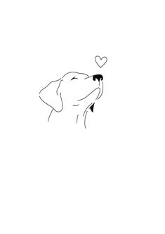 a drawing of a dog with a heart in its mouth