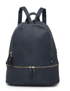 Blake is one of our top sellers! It features a large main zipper compartment with inside slip and zip pockets, a front zipper compartment, and side and bottom pockets. The straps are adjustable. Made of vegan leather with herringbone lining. Dimensions: 11"L x 6"D x 13"H Trendy School Leather Backpack With Zipper Closure, Trendy Backpack With Zipper Closure For Back To School, Leather Backpack With Zipper For Daily Use And School, Trendy Backpack For Back To School With Zipper Closure, Leather Softback Backpack With Zipper For Back To School, Modern Leather Backpack For Back To School With Zipper, Versatile Leather School Backpack With Zipper Closure, Leather School Backpack With Zipper, Back To School Leather Backpack With Zipper