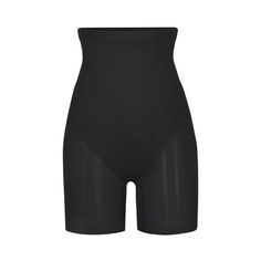 BARELY THERE MID THIGH SHORT | ONYX - BARELY THERE MID THIGH SHORT | ONYX Compression Shapewear, Shapewear For Women, Crepe Wedding Dress, Mid Thigh Shorts, Ribbed Tank Dress, Layered Fabric, High Waisted Briefs, Shorts High Waisted, Salma Hayek