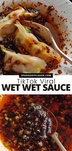 Wet wet sauce served with dumplings in a white bowl. Wetwet Sauce, Wet Wet Sauce All Recipes, Vietnamese Sauce For Noodles, Xo Sauce Dishes, Chili Dumpling Sauce, Wet Wet Sauce Recipe, Chinese Sauces Recipes Easy, Asian Sauces Recipes, Bao Sauce