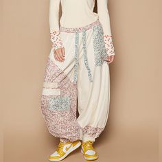 Stunning Patchwork Pants Wide Leg Pocket In The Back Patchwork Pants, Everything I Own, Boho Pants, Pants Wide Leg, Track Pants, Pant Jumpsuit, Wide Leg, Pants For Women, Cream