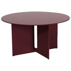 a round table with an open end section on the top and bottom, in burgundy