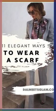 Looking to accessorize your outfits with scarves? Here are 12 elegant ways to style scarves #scarfoutfits #wearscarf #scarfoutfit Blazer And Scarf Outfit, Scarf With Blazer, Outfits With Scarves, Silk Scarf Outfit, Ways To Tie A Scarf, Style Scarves, Scarf Wearing, Bbq Outfits