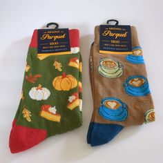 Pumpkin Pie And Latte For The Fall.. One Pair Of Pumpkin And One Pair Of Latte Socks. These Socks Are 70% Cotton Socks, 25% Polyester, 5% Spandex. These Socks Are Super Soft And Comfy. One Size Fits Most. Sock Size Is 10-13. Shoe Size: 6-12.5 Casual Socks As A Gift For Fall, Casual Socks As Gift For Fall, Casual Socks For Fall Gift, Casual Socks For Fall, Dress Socks, Mens Fall, Casual Socks, Cotton Socks, Autumn Theme