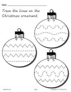 FREE Printable Christmas Ornament Line Tracing Worksheet! Line Tracing Worksheets, Preschool Supplies, Printable Christmas Ornaments, Line Tracing, Christmas Lesson, English Christmas, Tracing Sheets, Christmas Worksheets, Christmas School