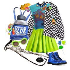 Early 2010s Fashion, Alternative Fashion Plus Size, Clowncore Outfit, Kid Core Outfits, Weirdcore Outfits, Rainbow Outfit, Checked Jacket, Fishnet Tights