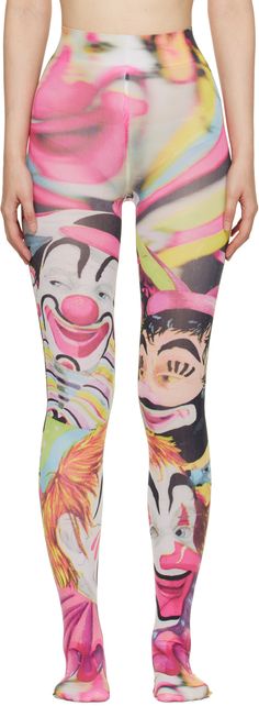 Stretch nylon jersey tights in multicolor. · Graphic pattern printed throughout · Logo woven at waistband Supplier color: Pink Nudie Cohn Dress, Bedroom Editorial, Clown Inspired Outfit, Clown Core Outfit, Graphic Tights, Funky Tights, Clown Nose, Future Outfit, Weird Fashion