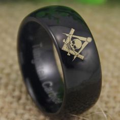 Widows Sons Ring - Black Dome Tungsten We can laser engrave custom text inside of the ring Nothing says "you're special" more than a personalized masonic gift. You can include your name, lodge name, date of initiation or any other special text that means something to you or to a brother. Best of all, we provide this extra service Free of charge.åÊ Tungsten carbide is a compound made from the rare metal tungsten and an equal number of carbon atoms. It is a very durable material and is considerabl Masonic Gifts, You're Special, Special Text, Tungsten Carbide Rings, A Brother, Ring Black, Tungsten Carbide, Black Rings, Precious Metals