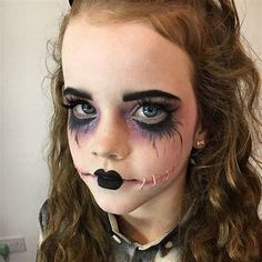 Creepy Makeup for Kids - Search Images Unique Halloween Makeup, Maquillage Halloween Simple, Creepy Makeup, Doll Face Paint