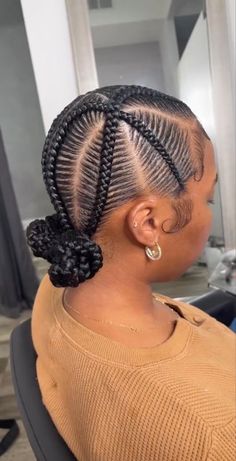 4 Braids Cornrows Criss Cross, Cross Cross Feed In Braids, 8 Straight Back Feed In Braids Into Bun, Criss Cross Feed In Braids Bun, Criss Cross Feed In Braids, Criss Cross Braids, Braided Ponytail Black Hair, Latest Hair Braids, Cornrow Hairstyles For Men