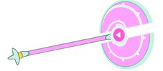 an arrow hitting the center of a pink target with two arrows pointing in opposite directions