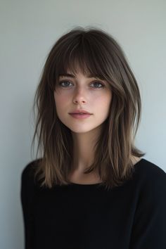 Layered Hair Medium Bangs Face Framing, Long Layered Hair With Curtain Bangs Square Face, Haircut Medium Length Straight Hair, Mid Length Hair Fine Straight, Medium Haircuts Straight Hair, Face Framing Bangs Straight Hair, Layered Straight Hair Medium, Layered Cut Straight Hair, Medium Length Layers With Bangs