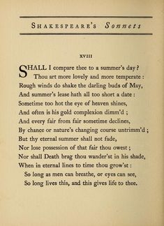 shakespeare's sonnets - page from the book shakespeare's sonnets by william shakespeare