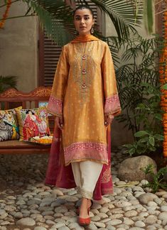 Farah Talib Aziz Gaia Mustard Shirt And Dupatta Tim Tim Luxe Silk Pret 2 Original brand suit fabric and photography lite diffrance in actual print. Mustard Shirt, Farah Talib Aziz, Indian Designer Suits, Embroidered Motifs, Pakistani Wedding Outfits, Boutique Dress Designs, Party Wear Indian Dresses, Formal Suits