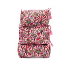 Take a little colour and joy where ever you go. These chic hand block printed cotton wash bags come in three sizes with a wipeable liner to suit your cosmetic and travel needs.  Expertly block-printed by an eighth generation family of artisans in Jaipur, this piece reflects their deep passion for their craft. From the master block makers who carve the blocks in a village to the hands that print the cloth, there are many hands that go into making each piece. By selecting this handmade piece, you Eighth Generation, Makeup Bag Set, Animal Print Party, Stocking Fillers For Him, Stocking Fillers For Her, Forever Jewelry, Jewelry Ring Box, The Blocks, Inner Child