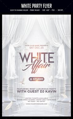 white affair party flyer template - clubs and parties events